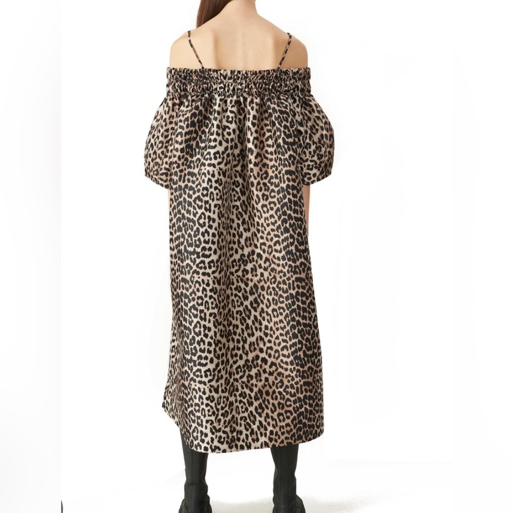 Ganni New Leopard Print Cold Shoulder dress - S/M size